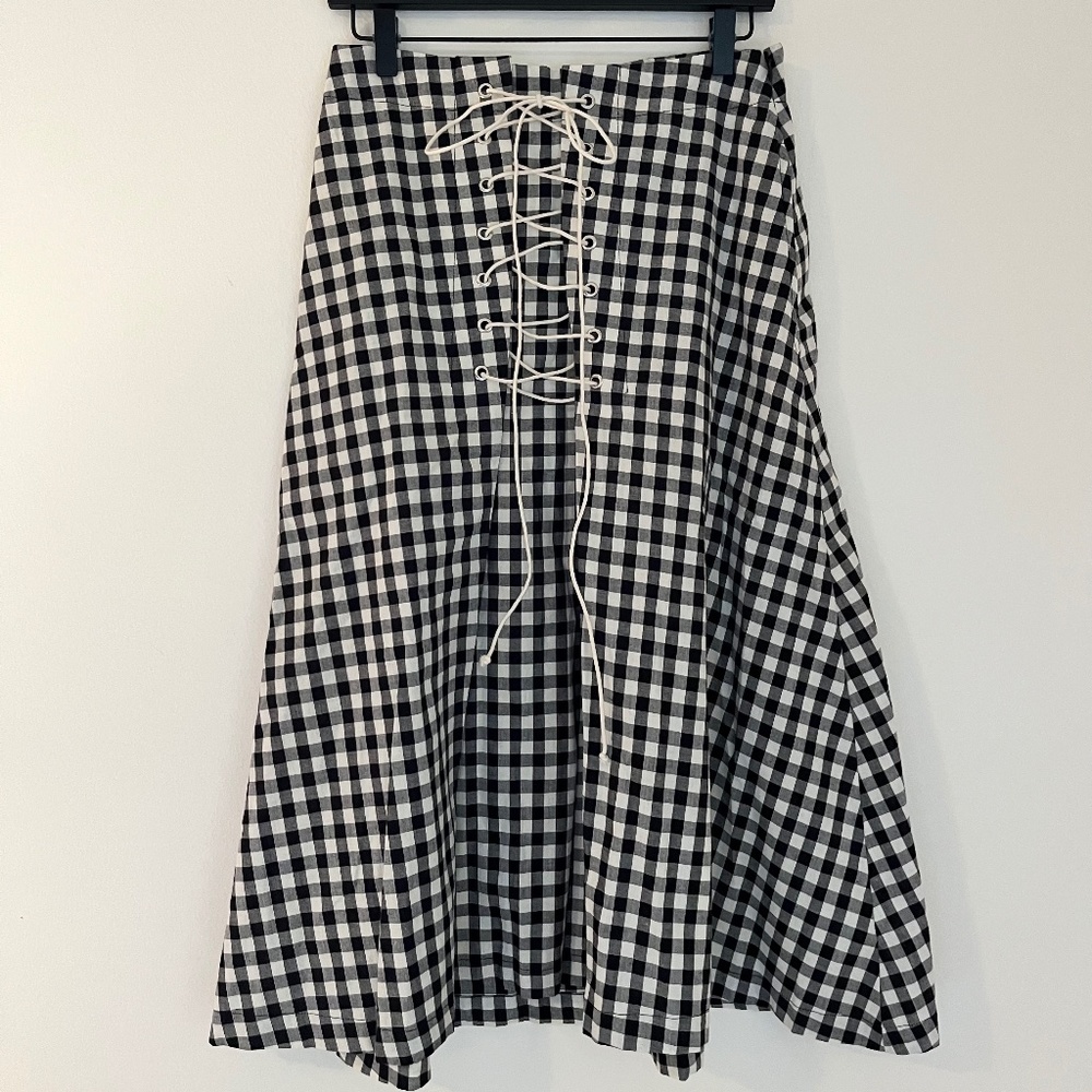 Plaid Lace-Up Skirt